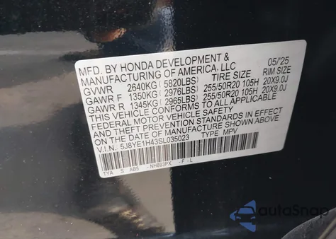 2025 Acura Mdx Technology Package z USA, uszkodzony, nr VIN 5J8YE1H43SL035023